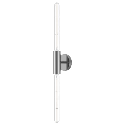 FLSNT Polished Nickel 2-Light Wall Sconce with Clear T30 Edison LED Bulbs, Dimmable E26 Standing Lamp, 2700K Soft White, 90CRI, 350LM, Industrial Wall Light for Living Room, Bedroom, Office