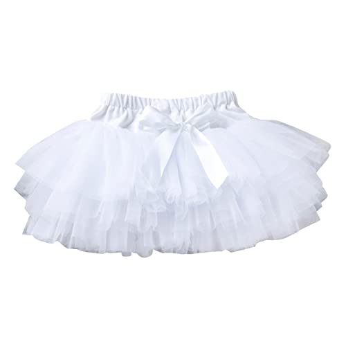 Toddler Baby Girls Layered Tutu Skirt Infant Girls Mesh Tulle Tutus Skirts Dance Ballet Skirts (White, 6-12 Months)