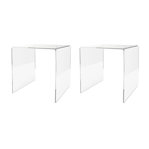 Marketing Holders 2 Pack Clear Acrylic Riser Display Stand 6” Reusable Square Platform POP Display for Retail Stores and Boutiques Clear Plexiglass Counter or Tabletop One Piece Podium