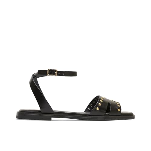 Porronet Sandalia Plana De Piel con Tachuelas Negro Vika