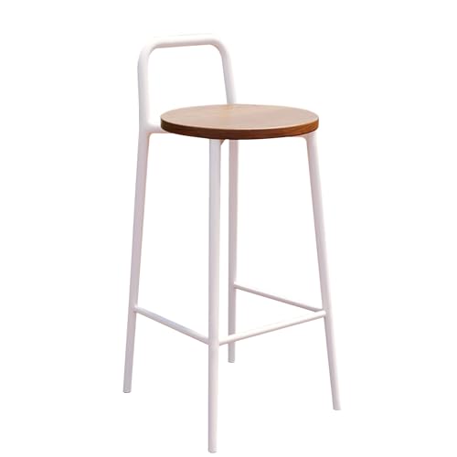 Sillas Terraza Exterior de Mediados de Siglo, Taburetes de Bar con Respaldo y Costuras, No Requieren Ensamblaje, Adecuados para Varios Restaurantes y Cafeterías(White,65cm)