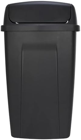 13 Gallon Kitchen Trash Can with Lid – Black Plastic Swing Top Garbage Can, Tall Bathroom Trash Can for Kitchens & Pantries Home Office (Black) - 5