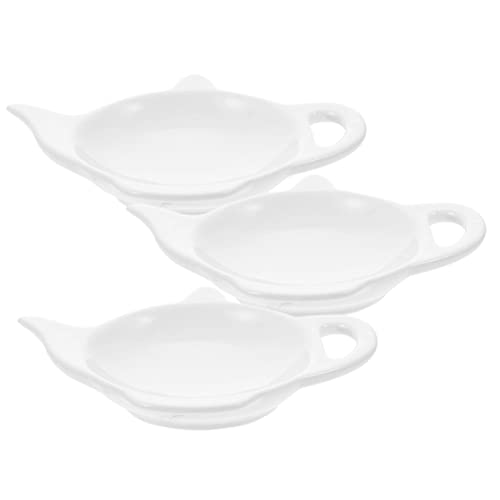 Alipis 3Pcs Teapot Shaped Ceramic Tea Bag Holder Rest and Storage Organizer for Teabags Vintage Design for Home Kitchen and Tea Rooms