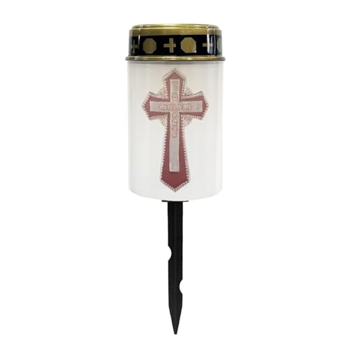 Image of Cross Solar Grave Lights - Solar Powered, Waterproof, Flameless Prayer Candle Lamps