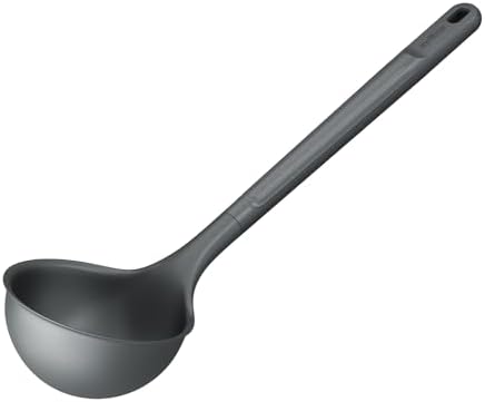 Zyliss E980229 Large Ladle, Sustainable Wheat Straw/Nylon, Soup Ladle for Cooking and Serving with Heat Resistant Silicone Head, Beluga Grey, 31cm x 9cm, Dishwasher Safe, 5 Year Guarantee