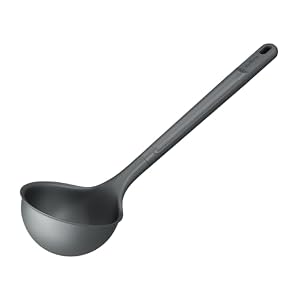 Zyliss Medium Ladle, Sustainable Wheat Straw/Nylon Soup Ladle for Stirring, Serving, & Scooping Soups, Stews, Sauces & More w/Heat Resistant Silicone Head, Dishwasher Safe, 28cm x 5.5cm - Beluga Grey