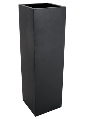 VIVANNO Pflanzkübel Blumenkübel Übertopf Säule Fiberglas Anthrazit Block 100x30x30