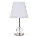 Price comparison product image A1A9 Crystal Bedside Table Lamp with Nickel Metal Base White Linen Fabric Lampshade, Modern Nightstand Small Desk Lights for Bedroom, Living Room, Office (Without E14 Bulb)