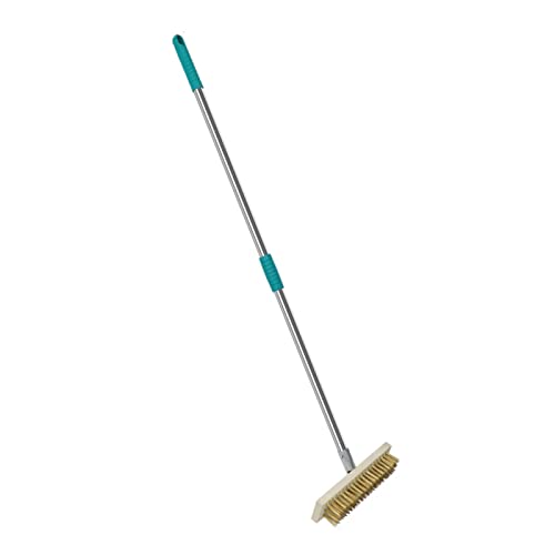 Brosse à Récurer pour Sol, Brosse Métallique, Balai-Brosse Intérieur Extérieur Manche Long en Acier Inoxydable, pour Le Nettoyage de La Cour du Jardin du Garage du Patio du Sol en Ciment(Size:40c