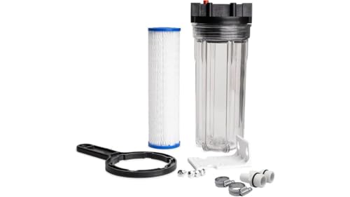 Cold Plunge Water Filter System 10 Housing with 3/4 NPT Ports 150 Micron Pleated Filters Mounting Kit & Wrench Inline Sediment Filtration for Ice Baths Whole House Pool or Spa Use