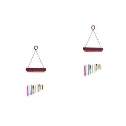 Kisangel 2 Piezas Campanas de Viento de Barra de ágata Home Office Home Decor Decorativo Cubierta casa Colgantes de Campana de Viento Colgante de Campana de Viento de balcón Madera Colorful