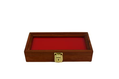 Wood Display Case for Collectibles, Knives, Arrowheads, Pins, Medals and More (10 x 5 x 2, Cherry)