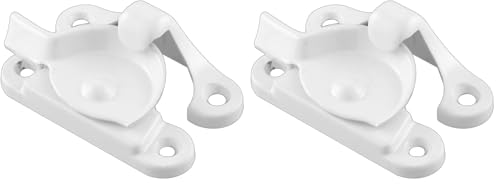 Image of Prime-Line F 2620 Sash Lock, 1-15 /16 and 1-7 /8 in. Hole Centers, Fits Single /Double Hung Wood Windows, Diecast Zinc, White-Painted, (Single Pack) (Pack of 2)