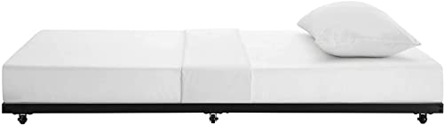 Home Accent Furnishings Modern Industrial Twin-Size Roll-Out Metal Trundle Bed Frame - Black
