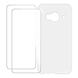 UOGNADGD Compatible with HTC One Me Case Colorful Custom Cover with 2 Pack Tempered Glass Screen Protectors - Shockproof Scratch-Resistant (White)