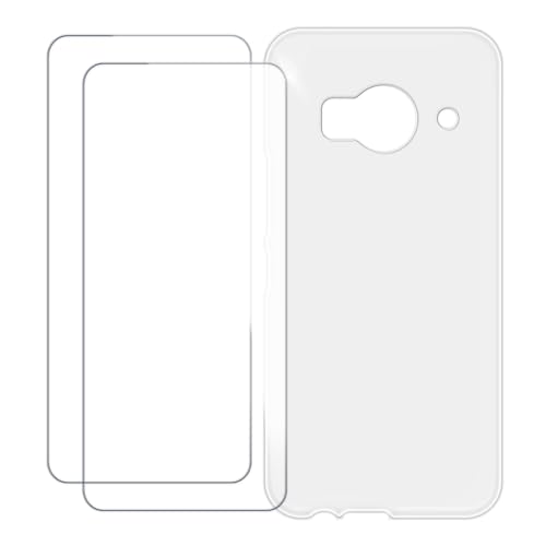 UOGNADGD Compatible with HTC One Me Case Colorful Custom Cover with 2 Pack Tempered Glass Screen Protectors - Shockproof Scratch-Resistant (White)