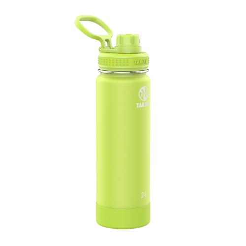Image of Takeya Actives 24 oz Vacuum Insulated Stainless Steel Water Bottle with Spout Lid, Premium Quality, Citron Green