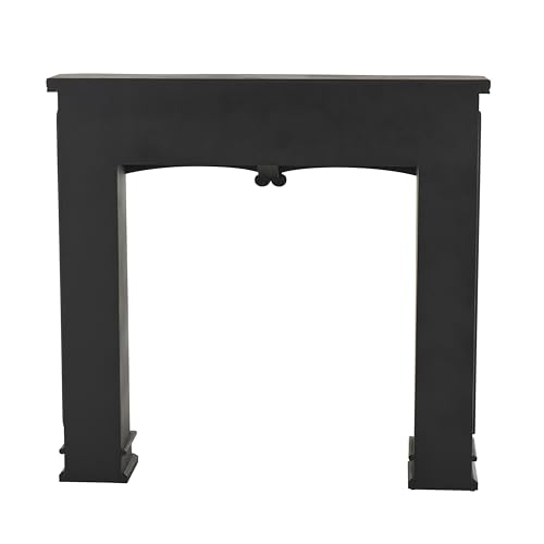 Image of Deco 79 Wooden Scroll Fireplace Mantle Freestanding with Floral Accents, 45 inch x 9 inch x 43 inch, Black