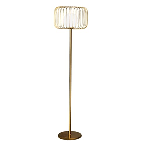 Lampadaire en métal noir avec abat-jour en verre moderne pour le salon
