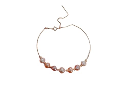 Bracelet femmes 18k avec perles colorées et chaîne réglable jaune clair