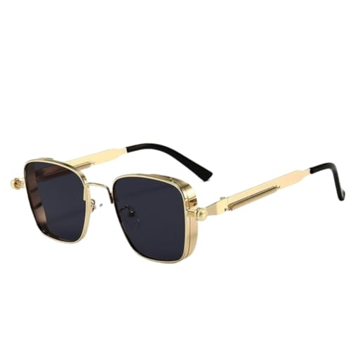 Shiratori Steampunk Vintage Square Sunglasses - Retro Metal Frame Unisex Sunglasses for Men & Women