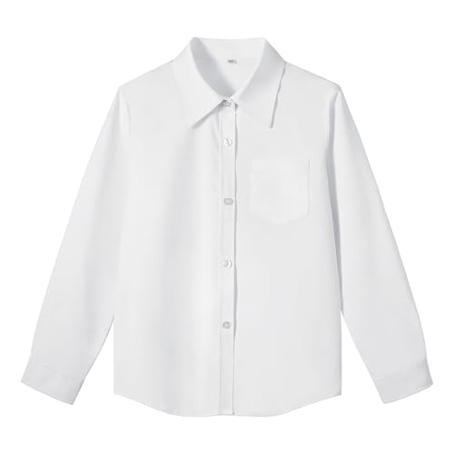 Chemise uniforme scolaire fille manches longues mélange coton résistant taches