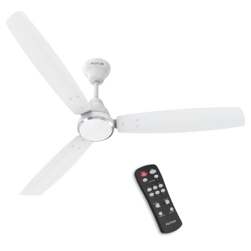 Polycab Wizzy Vibe 1200mm 5-Star BLDC Ceiling fan for Home with R...