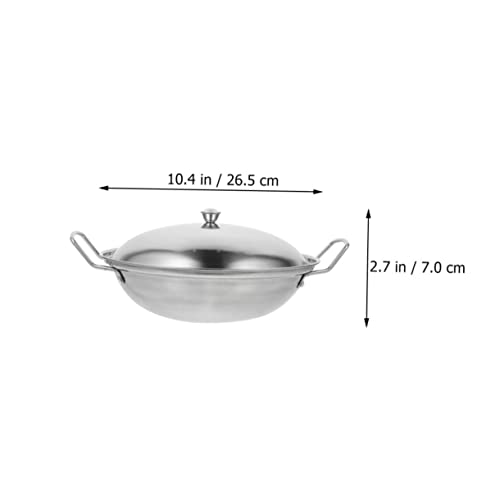 Wok de acero inoxidable con doble asa para cocina miniatura 2