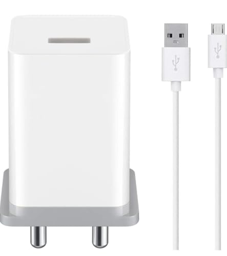 12W Wall Charger with Micro USB Cable | 2-Pin Power Adapter, Fast Charging Travel Charger for Smartphones & Accessories, White
