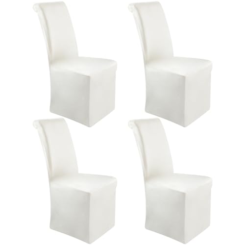 Moukeren Set of 4 Velvet Stretch Chair Covers Stretch Slipcovers Fur Chairs Cover Soft Removable Long Solid Slipcover for Wedding Dining Room(Champagne)