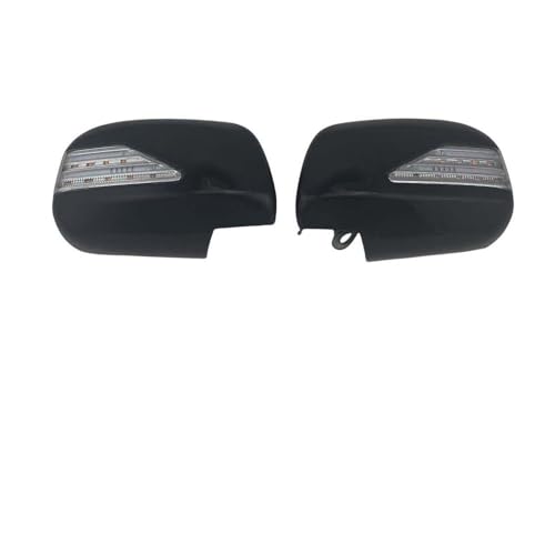 ZGGRB レクサス RX330 RX350 RX400 2003-2009 用 LEDライトトリム付き車用アップグレードドアミラーカバー グロスブラック カーボンファイバーアクセサリー(Glossy Black Style 1)