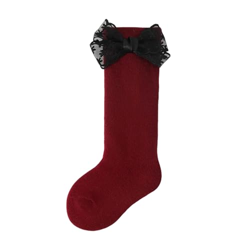 XIXIMAON Calcetines altos hasta la rodilla para bebé niña, sin costuras, con lazo, para otoño, verano, algodón, calcetines de vestir para recién nacidos, calcetines de Navidad para niñas de 0 a 5 años
