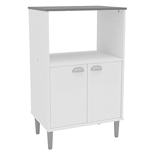 Miroytengo Beistelltisch Mikrowelle Küchenunterschrank Weiß-Grau, 58x95cm