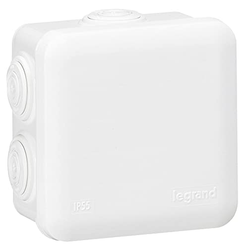 LEGRAND | Boîte De Dérivation 80x80 Blanche Plexo, Fermeture Par Enclipsage, Étanchéité IP55 Avec Bouchons De Protection, 7 Entrées Pour Câbles Et Tubes Ø4mm À Ø20mm