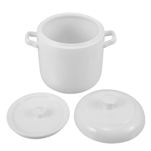 Cabilock Cerámica Blanca con Tapa y Asas Dobles Olla para Guisos con Baño María Conserva Nutrientes Cocina Equilibrada para Hogar y Restaurante