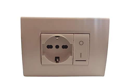Cassetta Elettrica pronta all'uso con interruttore 0/1 shuko per incasso e con supporto esterno (con cassetta 503 schuko e interruttore 0/1 bianco)
