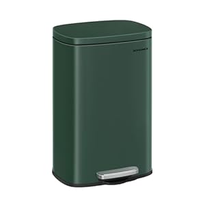 SONGMICS Vuilnisemmer keuken, 50 liter, afvalemmer, pedaalemmer, met deksel, softclose, voetpedaal, staal, binnenemmer