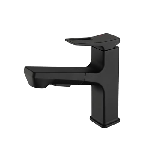 Robinet de lavabo noir extractible idéal pour laver les cheveux et rincer la vasque