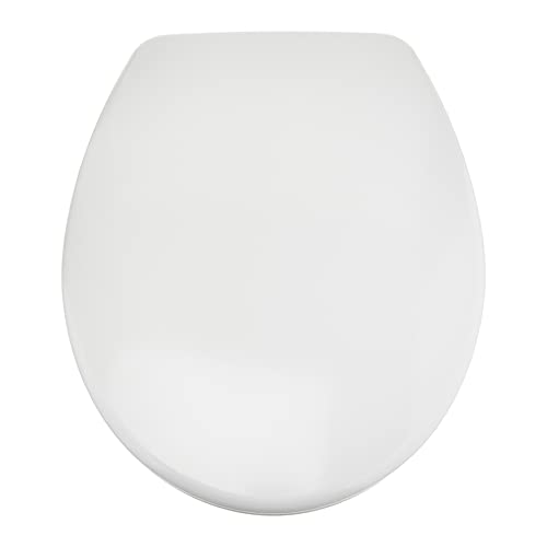 Amazon Basics O-shaped Heavy-Duty Soft-Close and Quick-Release Urea Toilet Seat Universal Size White 37 x 42.5 cm