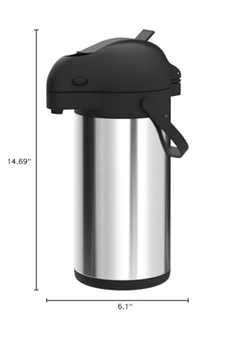 Cresimo Coffee Carafe with Pump - 102oz / 3L Airpot 12 Hours Large Hot Water Carafe, Cocoa Dispenser for Parties - Tea Flask, Insulated Stainless Steel Airpots for Hot Beverage Dispenser -Coffee Pump