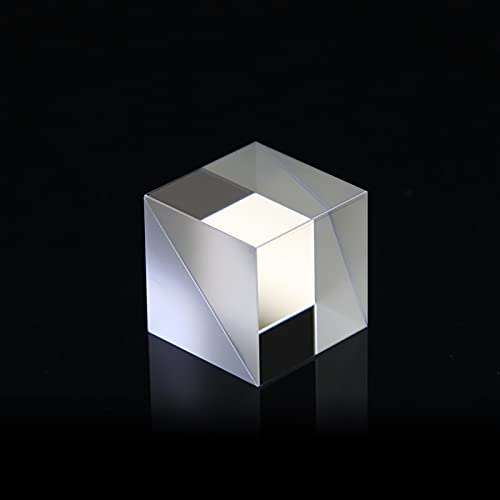 Beam Splitter Cube Prism, K9 Optical Glass, for Precision Optical Instrument, Semi-Reflective and Semi-Transparent Cube, Split Ratio 5: 5
