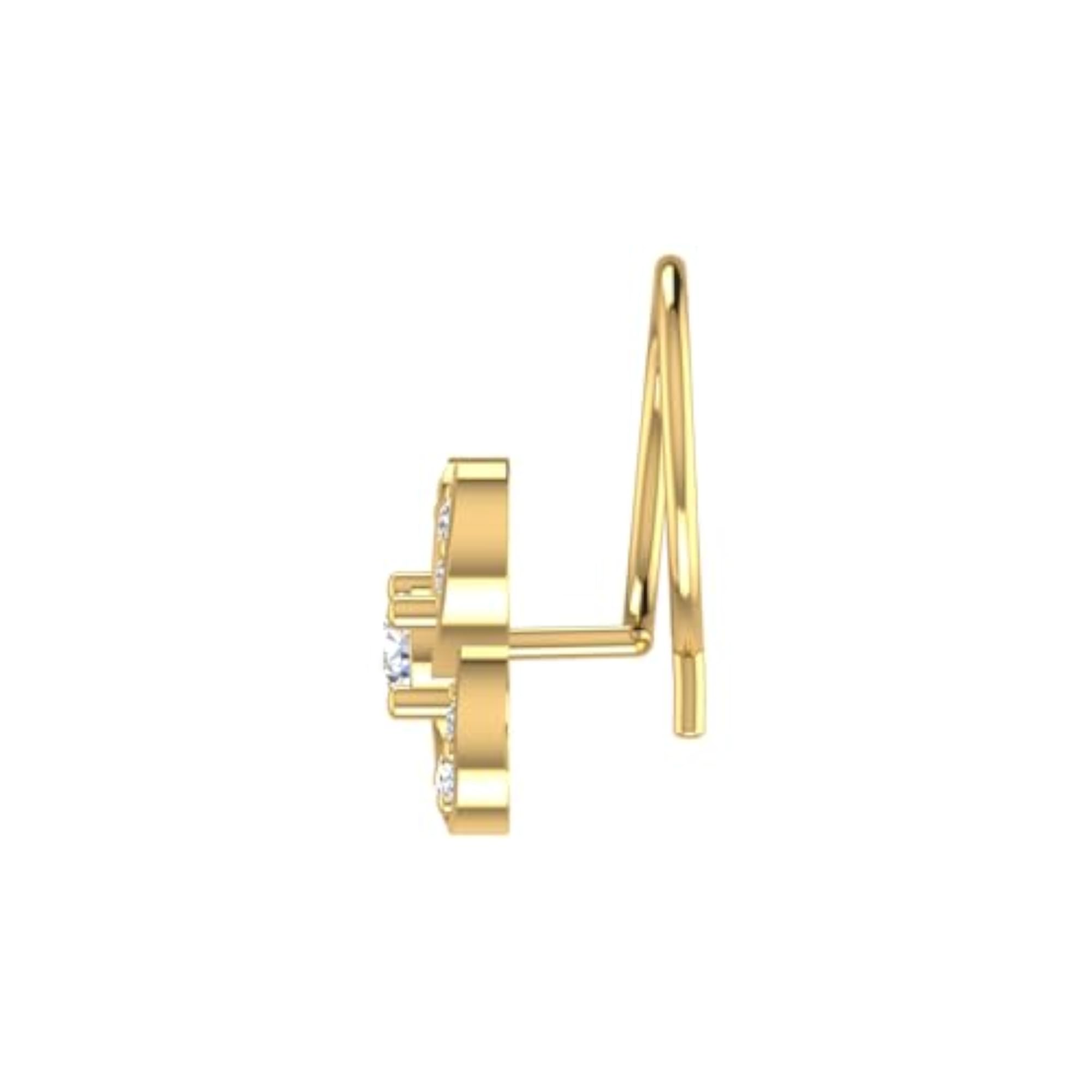 9K BIS Hallmarked Yellow Gold Stud Nosering