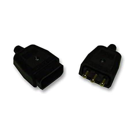 Permaplug 10A Rewireable 3-Pin Plug & Socket In-Line Power Connector, Black Cover