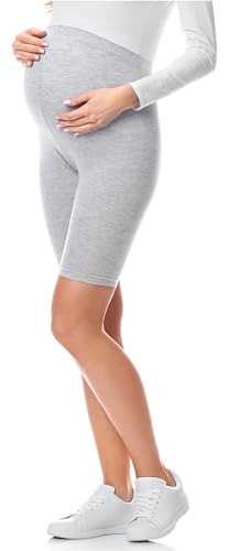 Be Mammy Leggins Premamá Cortos para Mujer Mallas Cortas de Embarazo Shorts de Mujer Embarazada Ropa Premama Deportiva Pantalones Maternidad BE20 228 (Plateado, L)