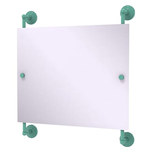 Allied Brass PQN-27-93-SFG Prestige Que New Landscape Rectangular Frameless Rail Mounted Mirror, Sea Foam Green