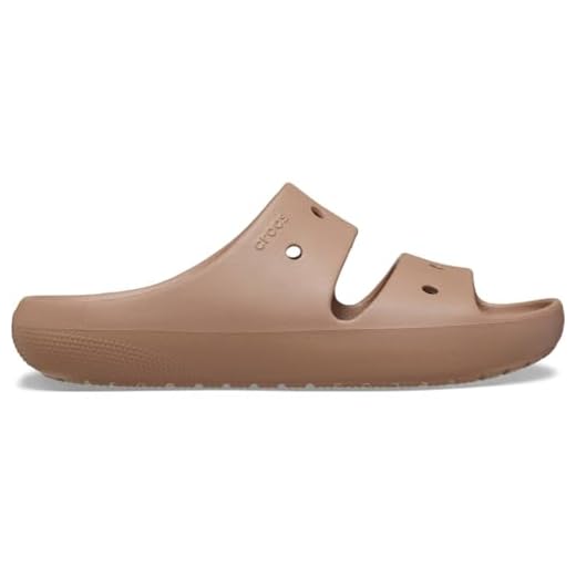 Crocs Sandálias clássicas unissex adulto 2.0, chinelos para mulheres e homens, latte, 5 homens/7 mulheres