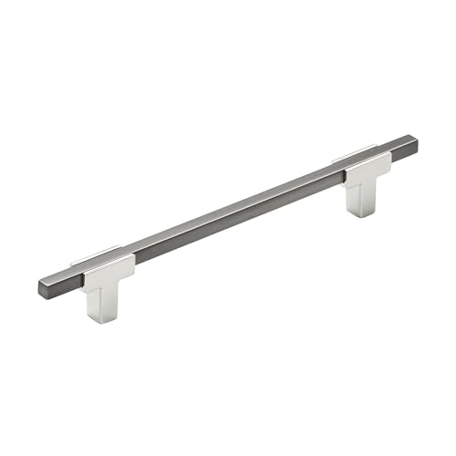 Amerock | Cabinet Pull | Polished Chrome/Black Chrome | 6-5/16 inch (160 mm) Center to Center | Urbanite | 1 Pack | Drawer Pull | Drawer Handle | Cabinet Hardware