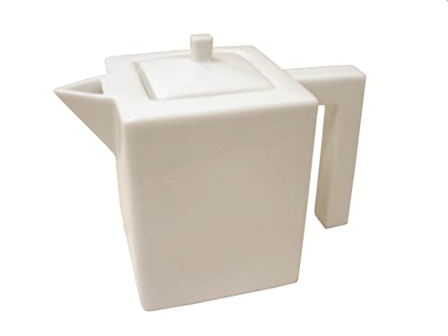 TETERA CAFETERA CUADRADA 350ML TAPA CUADRADA PORCELANA BLANCO