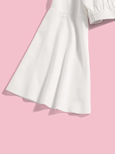 Floerns Girls Off The Shoulder Flounce Long Sleeve Ruched Blouse Crop Tops