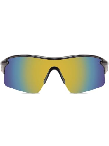 Image of Sports Sunglasses for Men & Women | UV400 Protective Shield Lens | Lightweight Cycling, Running, Driving, Cricket, Fishing & Outdoor Wraparound Sunglasses